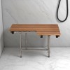 HomeRoots 30" Brown Wall Mount Teak Rectangular Shower Bench With Legs - 2 of 4