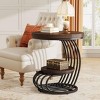 Syemin End Tables Round Vintage End Table with 2-Tier Storage Compact Bedside Table or Accent Table for Living Room, Brown, 19.69"*19.69"*24.8" - 2 of 4