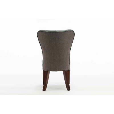 Transitional Upholstered Faux Leather & Wood Side Chair in Green/Gray