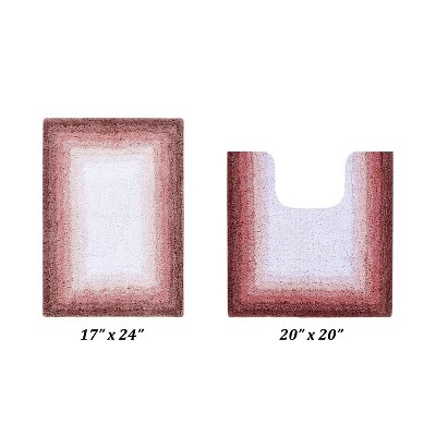 Torrent Collection 100% Soft Cotton Tufted Weave Bath Rug Set, Ombre Pattern, Super Soft & Absorbent, Machine Washable Bathroom Mats