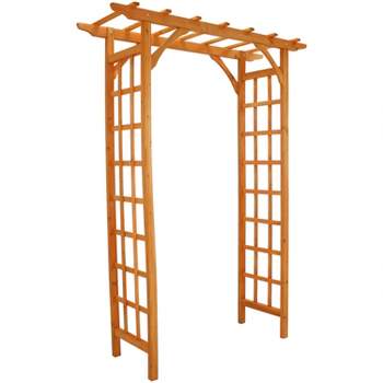 Outsunny 79in Wooden Garden Arbor Arch Trellis With Classic Countryside ...