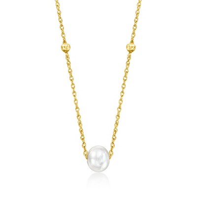 Pure Collection by Ross-Simons 4-5mm Cultured Pearl Station Necklace in 14kt Yellow Gold Size 16
