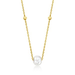 Pure Collection by Ross-Simons 4-5mm Cultured Pearl Station Necklace in 14kt Yellow Gold Size 16 - 1 of 3