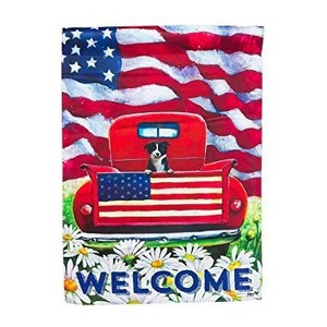 Evergreen Flag  Garden Sub Suede Patriotic Pup Truck Flag - 1 of 1