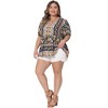 Agnes Orinda Women's Plus Size Boho Floral Print V Neck Short Sleeve Summer Peplum Blouses - 3 of 4