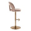 LumiSource Set of 2 Ava Adjustable Barstools Gold/Taupe Velvet - 3 of 4