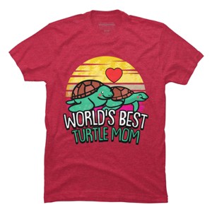 Men's Design By Humans World's Best Turtle Mom Retro Stripes By animalshop T-Shirt - 1 of 2