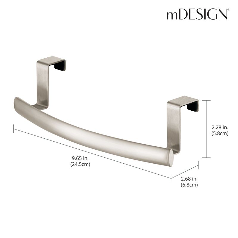 mDesign Steel Over Door Curved Towel Bar Storage Hanger Rack for Kitchen - Satin, 3 of 7