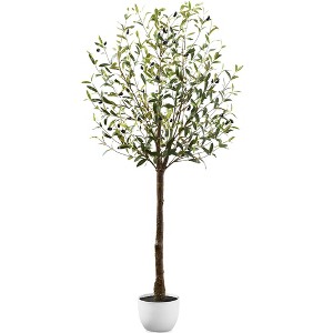 Best Choice Products Artificial Olive Tree, Lifelike Faux Tree, Home Accent Décor w/ Planter Pot, Realistic Trunk - 1 of 4