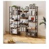 Book Shelf, Triple 5 Tier Bookcase, Industrial Wood Bookshelf With 14 Open Display Shelves, Wide Book Case With Metal Frame For Living Room Bedroom H - 3 of 4