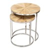 HomeRoots Set of Two Natural And Silver Solid Wood And Iron Round Frame Nested Tables - 4 of 4