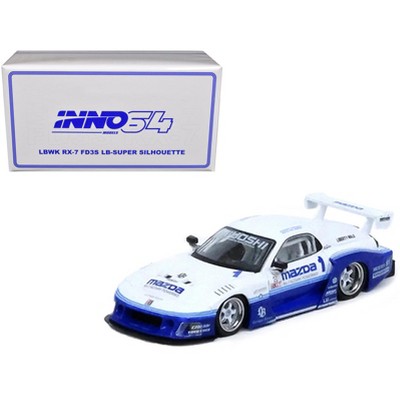 Mazda RX7 LB-Super-Silhouette #1 White & Blue "Hong Kong Toy Car Salon 2024 Special Ed" 1/64 Diecast Model Car by Inno Models