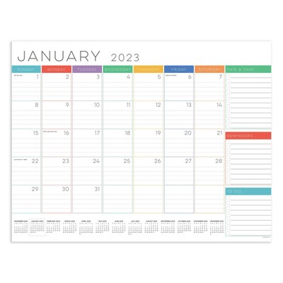 2023 Desk Pad Calendar Monthly Blotter 22"x17" Rainbow Blocks - TF Publishing