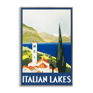 Stupell Industries Italian Lakes Retro Scenery Framed Giclee Art, Gray, 16" x 24" - 1 of 4