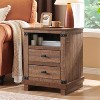 SinCiDo Nightstand with Charging Station, 18″ Farmhouse Night Stand with 2 Drawers, Wood Rustic End Table - 2 of 4