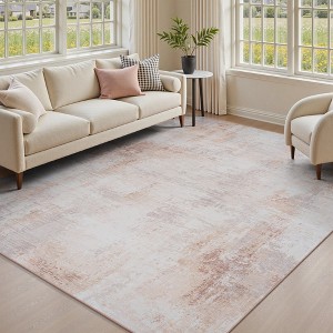 MontVoo Modern Abstract Washable Area Rug Pink - 1 of 4