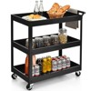 Tangkula 3-Tier Rolling Cart Storage Organizer Metal Utility Cart w/Wheels for Kitchen Library Office Black - 4 of 4