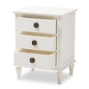 Venezia French - Inspired Rustic Washed Wood 3 - Drawer Nightstand - White - Baxton Studio - 2 of 4