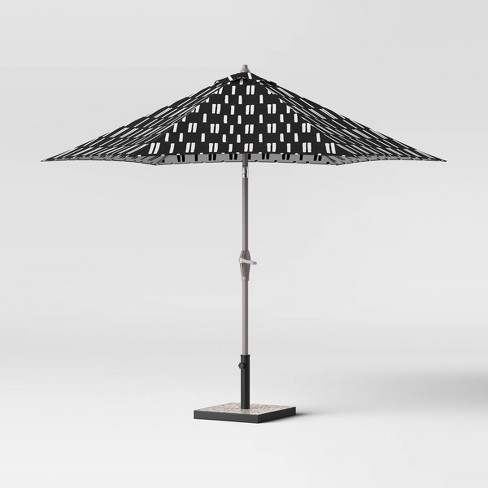 9 Round Spaced Stripe Patio Umbrella Duraseason Fabric Black Ash Pole Project 62 Target