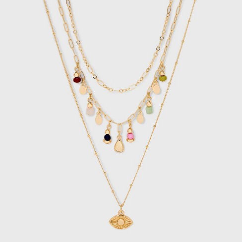 Beaded Drop Multi strand Necklace Universal Thread Gold Target