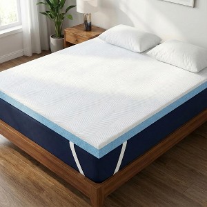 Dyoner 3 Inch High Density Mattress Topper Firm Bed Foam Pad with Adjustable Straps & Removable Cover for Cooling Sleep Support - 1 of 4