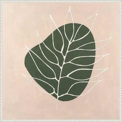 Peace Offering IV Green Leaf Abstract Canvas Wall Art with White Floater Frame