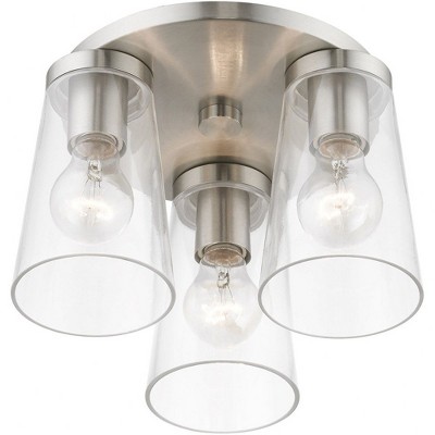 Cityview Brushed Nickel 3-Light Flush Mount with Clear Glass