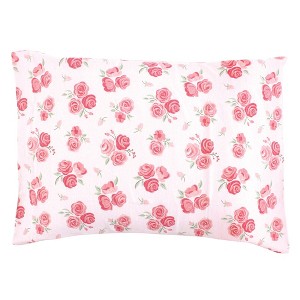 Hudson Baby Infant Girl Cotton Toddler Pillow Case, Blush Rose, One Size - 1 of 2