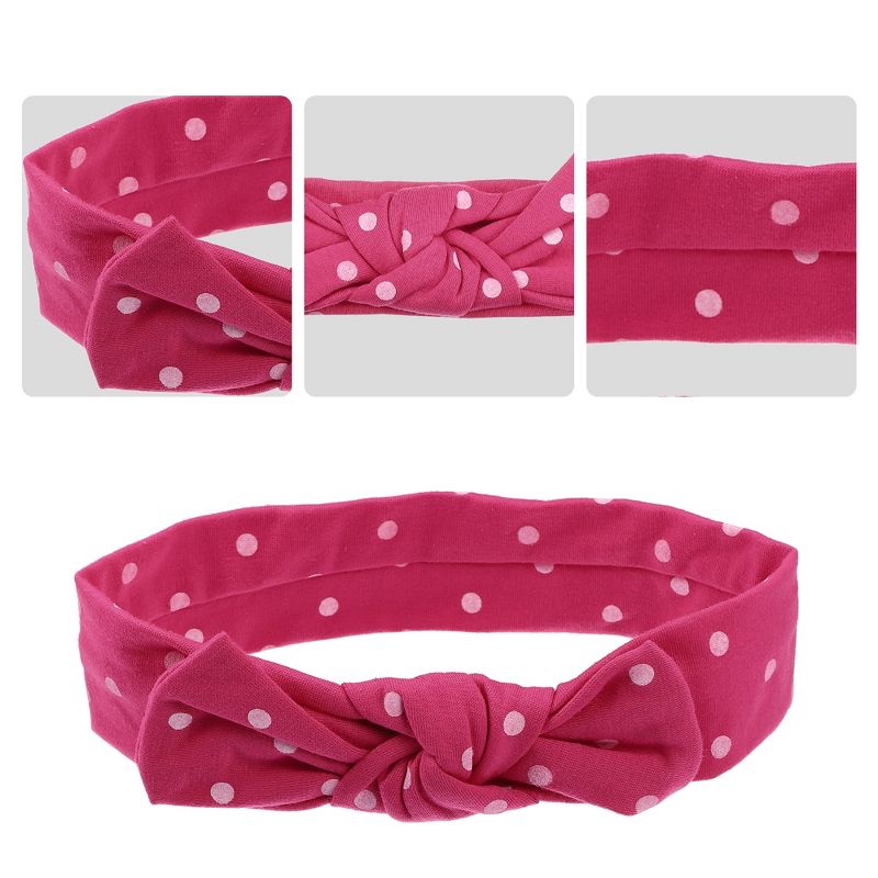 Unique Bargains Cotton Polka Dot Bow Headband Fashion Cute Hair Band for Child 7.7 Inch, 3 of 7