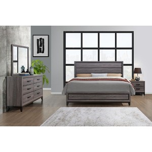 NicBex Full/Queen/King Modern Platform Bed Frame with Headboard and Footboard,Solid Wood Slats Support,No Box Spring Needed,Easy Assembly,Gray/White - 1 of 4