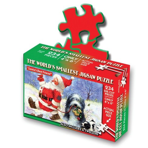 TDC Games World's Smallest Holiday Puzzles - Santa's Best Friend - Measures 4 x 6 inches when assembled - Includes Tweezers - image 1 of 2