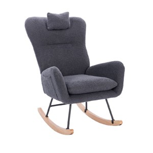 Upholstered Rocking Chair for Nursery or Living Room, Teddy Fabric Accent Glider with High Back and Cushion-The Pop Home - 1 of 4