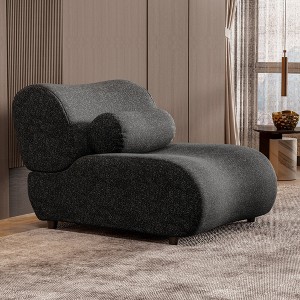 Racxily Modern Modular Chenille Sofa 1 pieces Living Room Couch w/ 70° Reclined Backrest & Cylindrical Pillows, Rust Orange Upholstery - 1 of 4