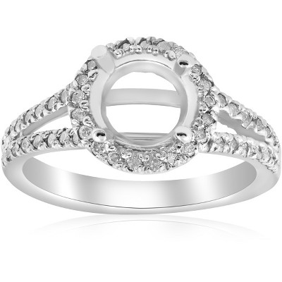 Pompeii3 1/2ct Halo Split Shank Diamond Engagement Ring Setting 14k White Gold Semi Mount