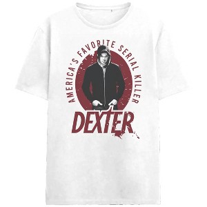 Dexter America's Favorite Serial Killer Adult White Crew Neck Short Sleeve T-shirt - 1 of 3