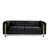 Okak Comfy Velvet Sofa 1pc with Tufted Backrest, Iron Legs Modern Loveseat Couch 3-seat for Apartments, living Room, Study, Black - 4 of 4