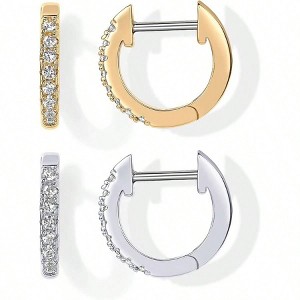 Gold Cubic Huggie Earrings Simplicity, Fashion, Individuality Uniqueness - 1 of 4