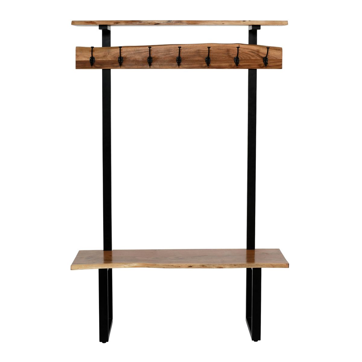 Alpine Hall Tree Natural - Alaterre Furniture: Acacia Wood, Metal Legs, Storage, 7 Hooks - thumbnail 3