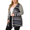 Agnes Orinda Women's Plus Size Long Open Front Striped Contrast Casual Knit Cardigans - 2 of 4