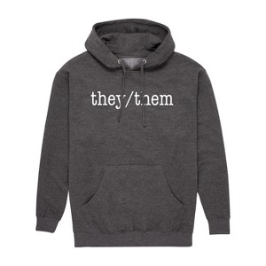 Men's - Instant Message - They Them Pronouns Graphic Fleece Pullover Hoodie - 1 of 4