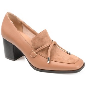 Journee Collection Womens Crawford Square Toe Mid Stacked Heel Pumps - 1 of 4