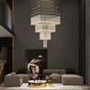 Ludomide Modern Square Raindrop Crystal Chandelier Large Flush Mount Ceiling Light Fixture for High Ceilings Staircase Foyer W31.5 x H78.8 - 2 of 4