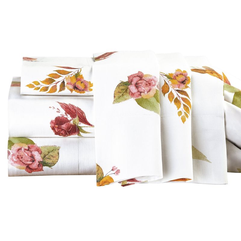 Collections Etc Fall Floral Sheet Set, 1 of 5