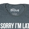 Seven Times Six Lilo & Stitch Mens' Sorry I'm Late Graphic Print Adult Short Sleeve T-Shirt Grey - 3 of 4