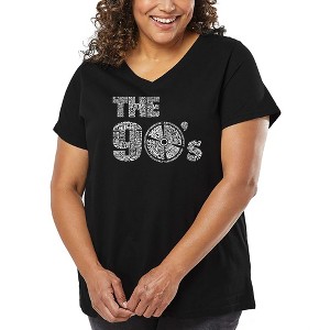 LA Pop Art Women's Word Art V-Neck - 90S - 1 of 4