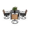 5 Piece Wicker Outdoor Patio Dining Set,Rattan Dining Table and Swivel Rocker Chairs with Cushion,Garden Dining Set with Umbrella Hole-Coolbibila - 3 of 4