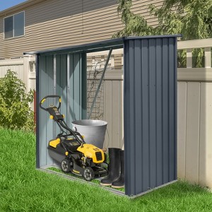 Gulches Outdoor Steel Firewood Rack,Open Wood Shed with Sloped Roof for Firewood,Pellet,or Lumber Storage,Black - 1 of 4