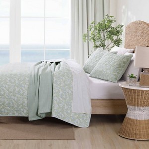 Pineapple Bloom Quilt Set Green Tommy Bahama - 1 of 4