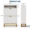 Narrow Shoe Cabinet Storage for Entryway, Modern Fluted Shoe Rack Organizer with 2 Flip Drawers and an Open Shelf for Hallway, Living Room - 2 of 4