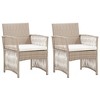 vidaXL Patio Armchairs with Cushions Outdoor Lounge Chair 2 Pcs Poly Rattan - Beige - 2 of 4